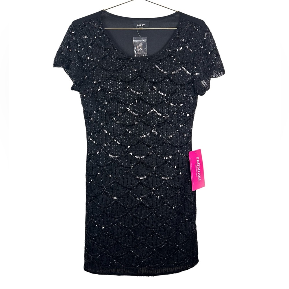 Verty Black Sequin Mini Dress NWT by PromGirl Size small